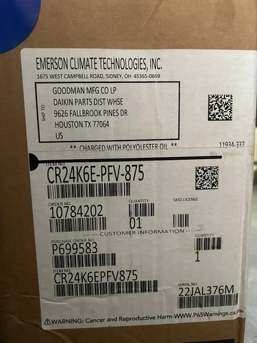 CR24K6E-PFV-875 EMERSON COPELAND SCROLL COMPRESSOR -