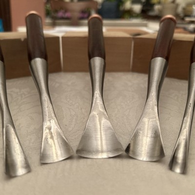 Japanese Nomi Chisel Gouge Fishtail  Set #7/ 10, 15, 20, 25, 30 White Oak Handle