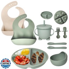 Mutualproducts 10 Pcs Baby Utensils Silicone Baby Spoons and Forks for Self