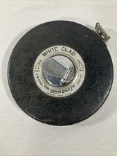 Vintage Steel Tape Measure The Lufkin Rule Co White Clad 100 FT USA Black