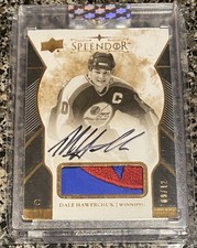 2017-18 UD Splendor Dale Hawerchuk Patch Auto 9/12 Black Winnipeg Jets NHL