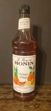 Monin 1 Liter, 33.8 oz Premium Flavoring Syrup Winter Citrus Exp 10/25 Free Ship