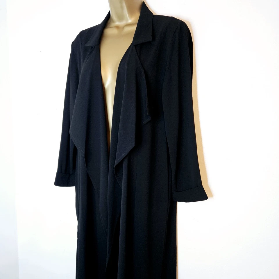 NEW Ex ROMAN 10-22 Navy & Black Longline Waterfall Crepe Chiffon Blazer Jacket - Image 4 of 4