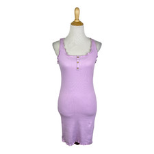 Ambiance Women's Purple Sleeveless Henley Ruffle Dress Size Small
