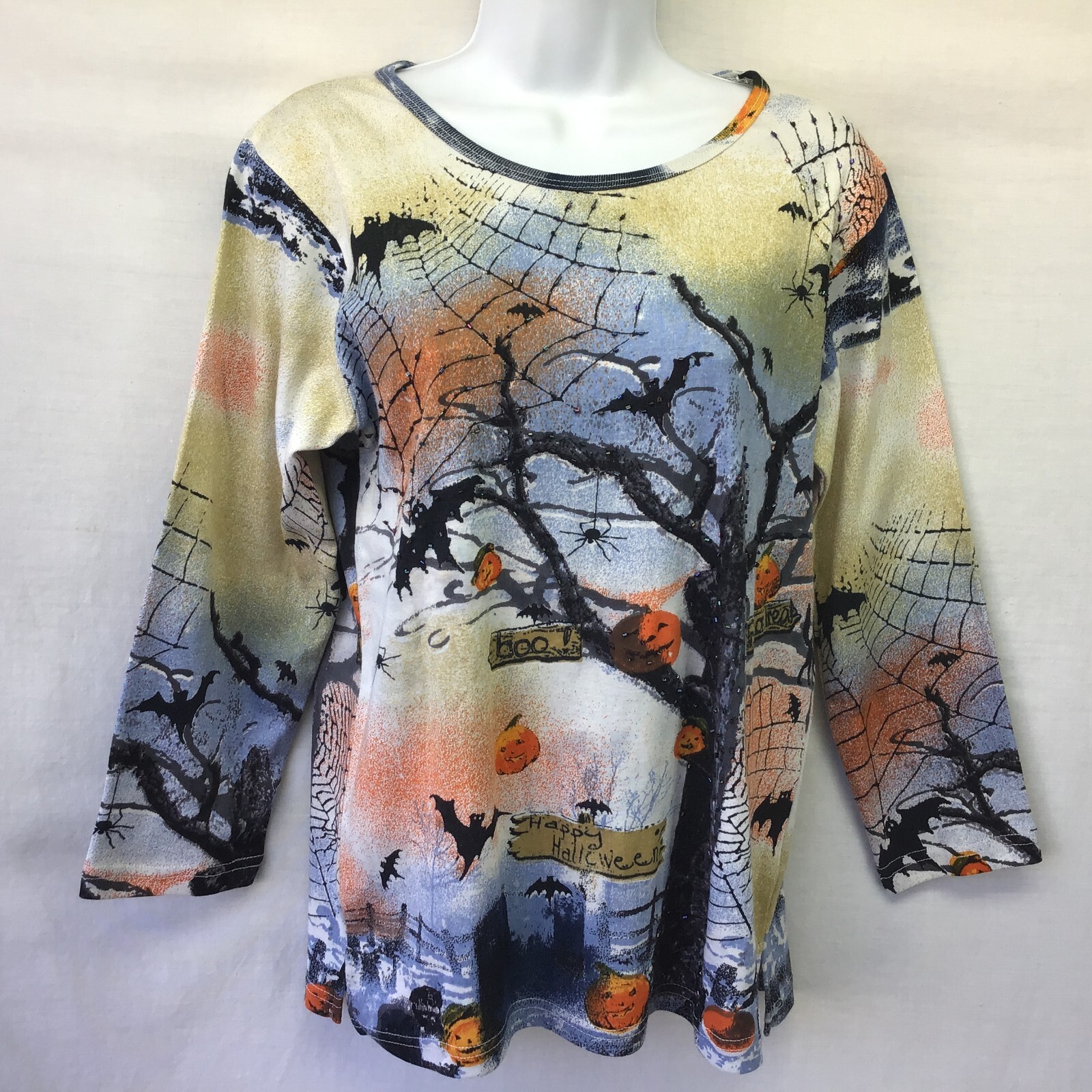 Jane Ashley Women's Halloween Tee Spooky Tree Pumpkin… Gem