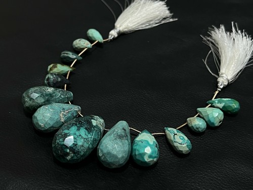 Collier Long Perles Pierres Précieuses Bleues à Facettes AAA++ - Naturel, Réglable, Fait Main Inde