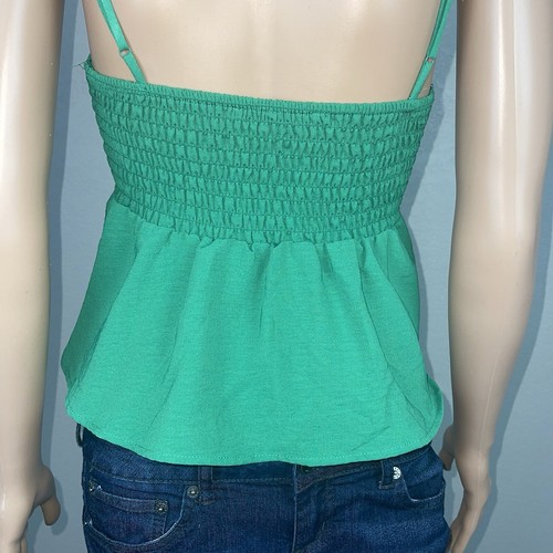 Monteau Damen Spaghettiträger Bluse einfarbig grün Schößchen Stil Small CC11 - Bild 9 von 11