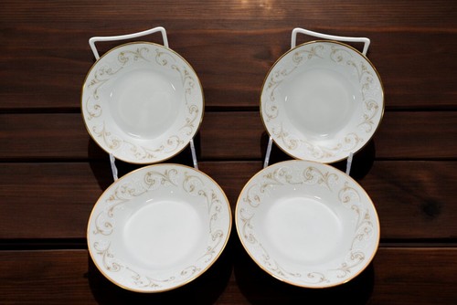 Noritake Duetto 6610 Set Of 4 Fruit / Dessert Bowl Scrolls Gold Rimmed 5.5" - 第 1/9 張圖片