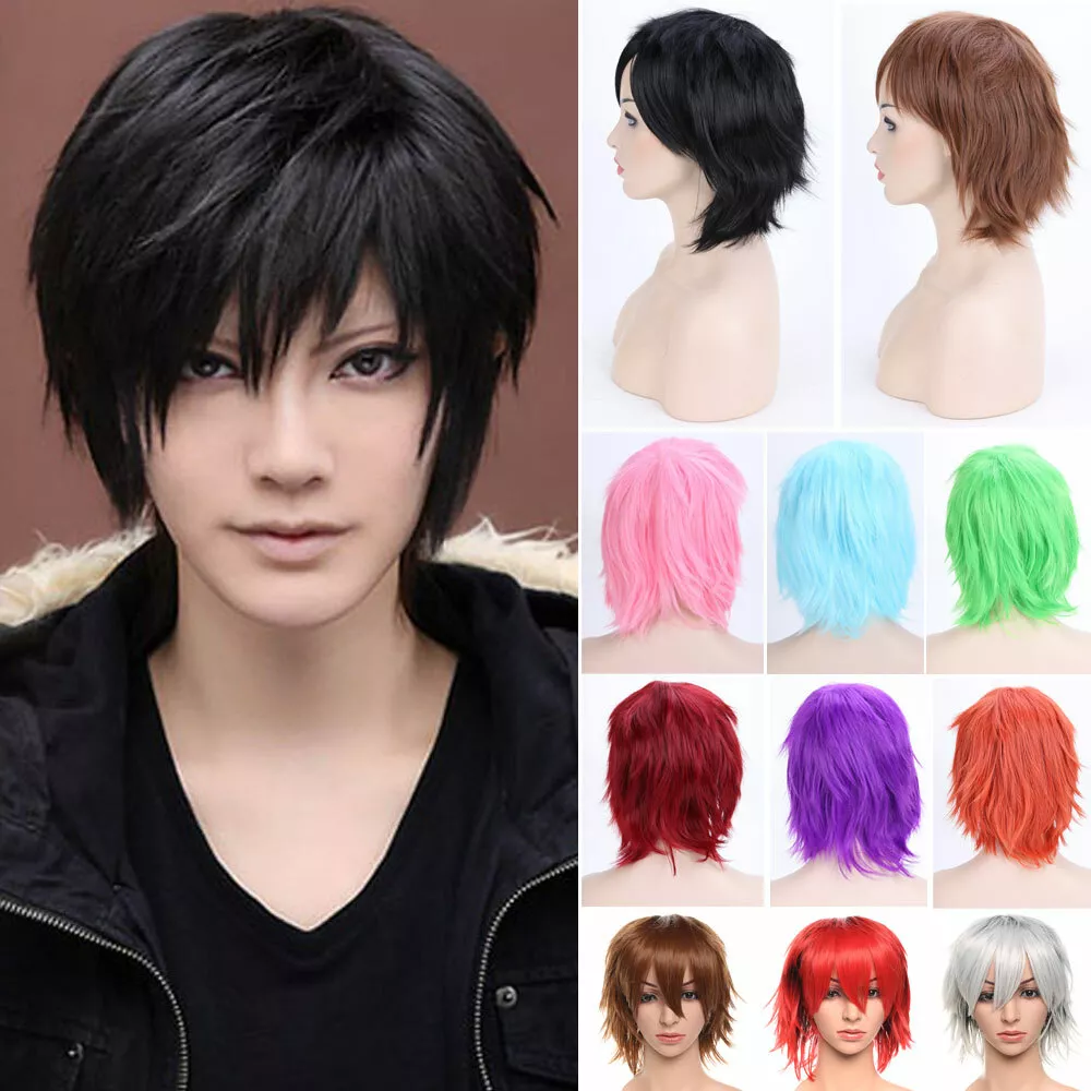 Unisex Halloween Cosplay Costume Party Hair Anime Wigs Short Full Hair Wig  USA F