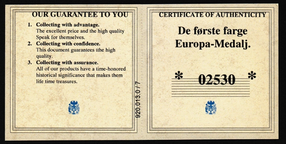 Europa 1998 Greece Konstantinos Simitis Gold Plated Cu Proof Enamel Medal w/CoA - Image 2 of 4