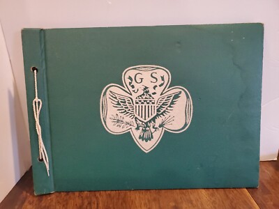 Vintage 1940-50s Girl Scout Scrapbook Flocked Emblem 15 X 11'' Blank Pages RARE