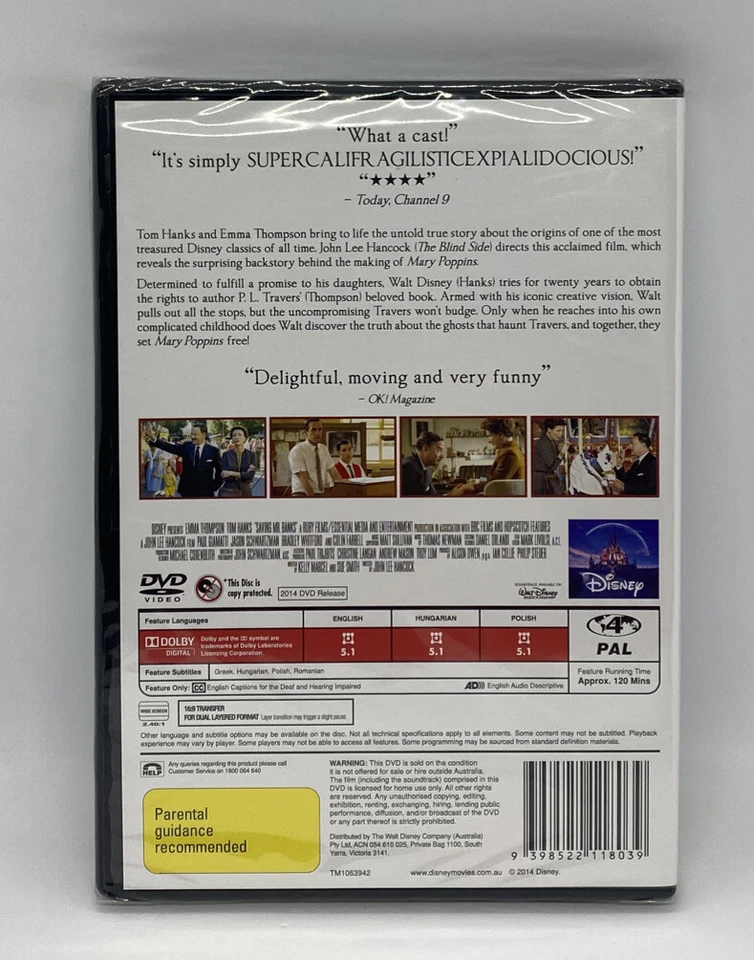 Saving Mr. Banks (2013) - New & Sealed Region 4 DVD - Free Post - image 2 of 2