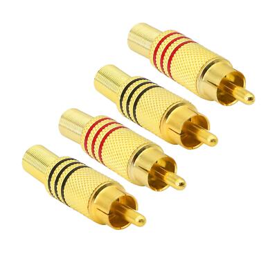 Rca Stereo Connector Plug With Spring Coax Audio Solderless Gold Plated Adapter 