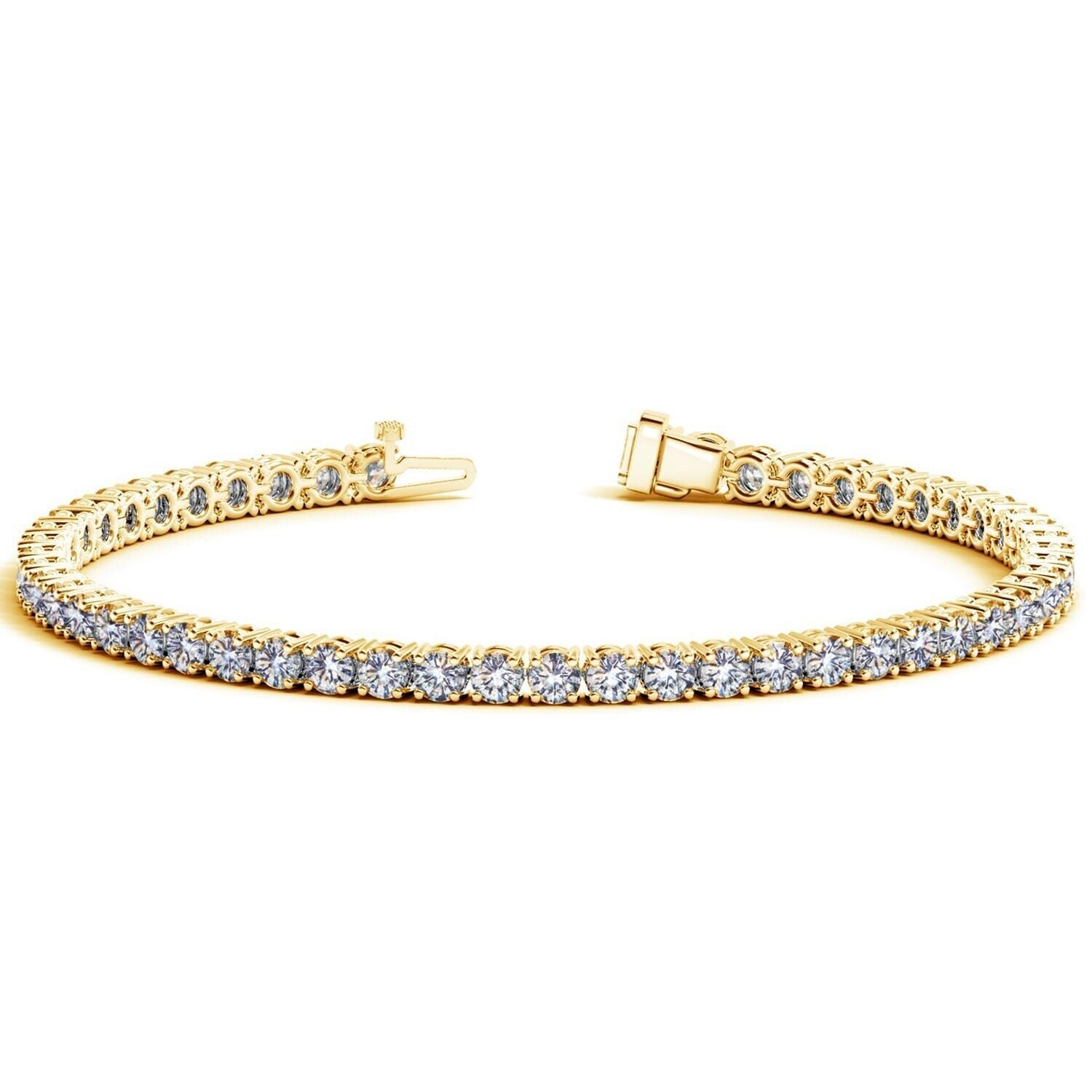 10K Yellow Gold Natural Diamond Prong Tennis Engagement April Bracelet Jewelry