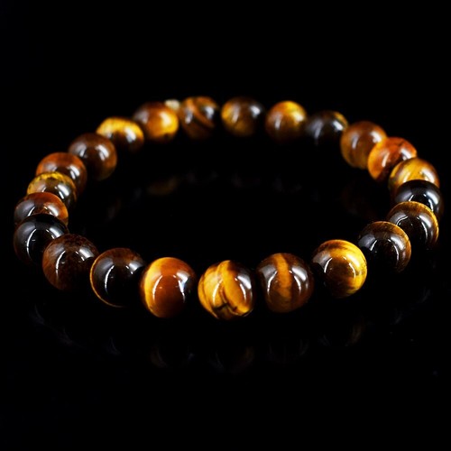 Round Shape Golden Tiger Eye 92.00 Cts Beaded Stretchable Bracelet VK 40 E671 - Picture 2 of 3