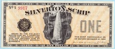 1933-34 ONE DOLLAR "WATERFALL NOTE" SILVERTON OREGON DEPRESSION SCRIP