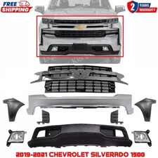 Front Bumper Chrome & Grille Assembly Kit For 2019-2021 Chevrolet Silverado 1500