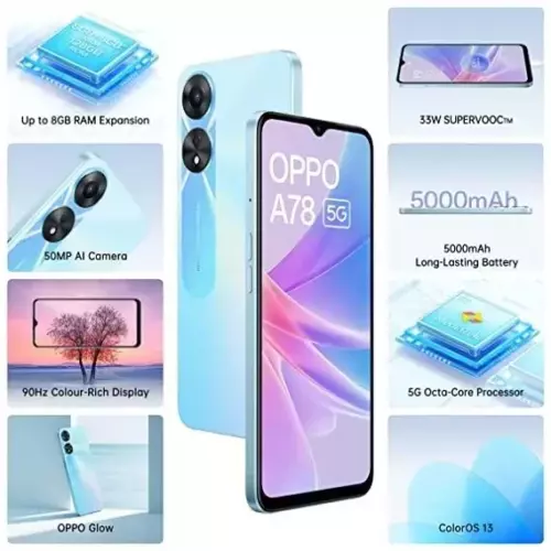 Oppo A78 5G Dual SIM 6G RAM 128GB ROM 6.5" Blue Factory Unlocked Mobile Phone - Picture 4 of 7