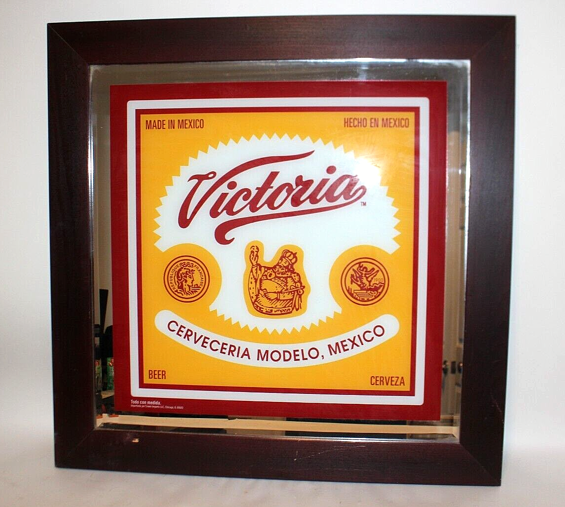 Rare Large VICTORIA Cerveza Mexican Beer Mirror Bar Sign 31.5