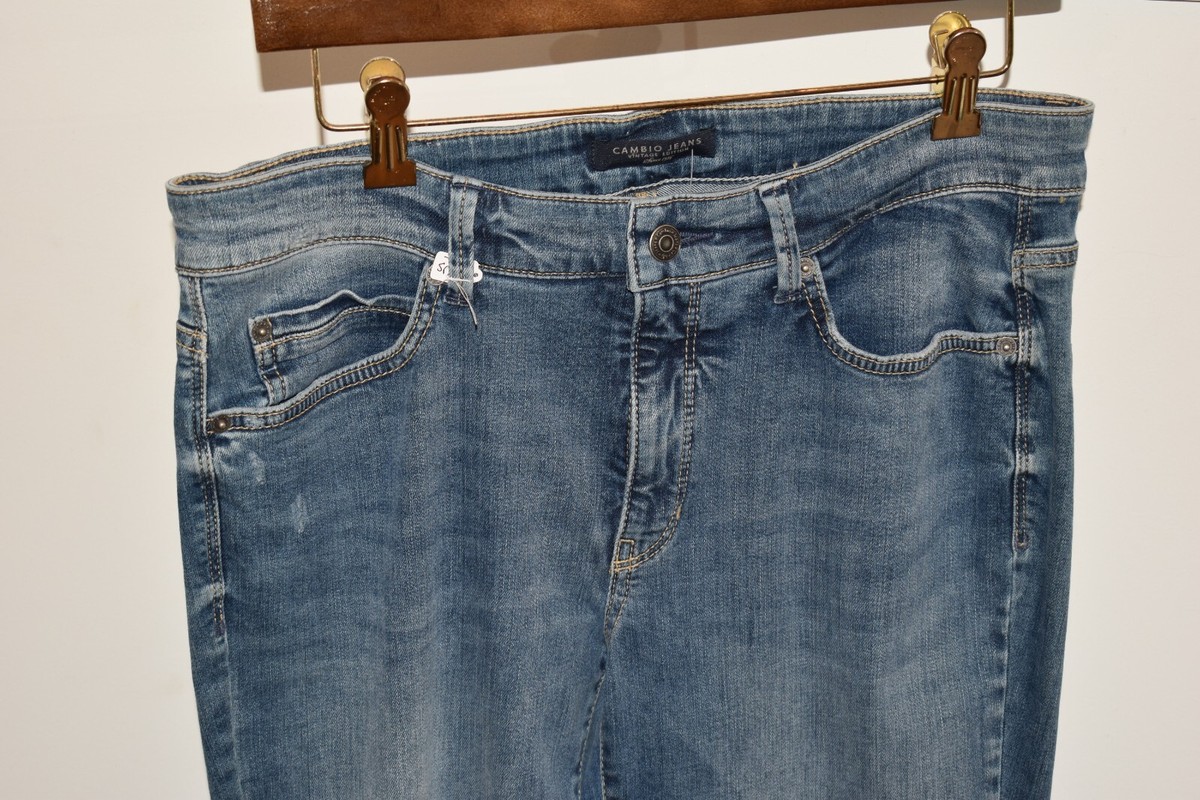 NWOT * CAMBIO * Blue Textured Denim Cotton Womens Pants Jeans Size  display picture 1