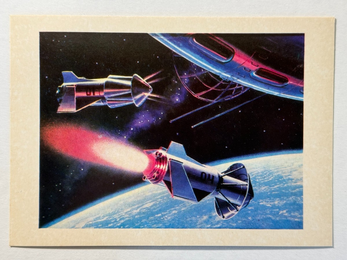 1978 Soviet Space Art Postcard Space Shuttle Earth Fantastic Card