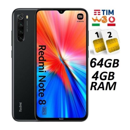XIAOMI REDMI NOTE 8 (2021) DUAL SIM 64GB 4GB RAM BLACK GARANZIA ITALIA BRAND