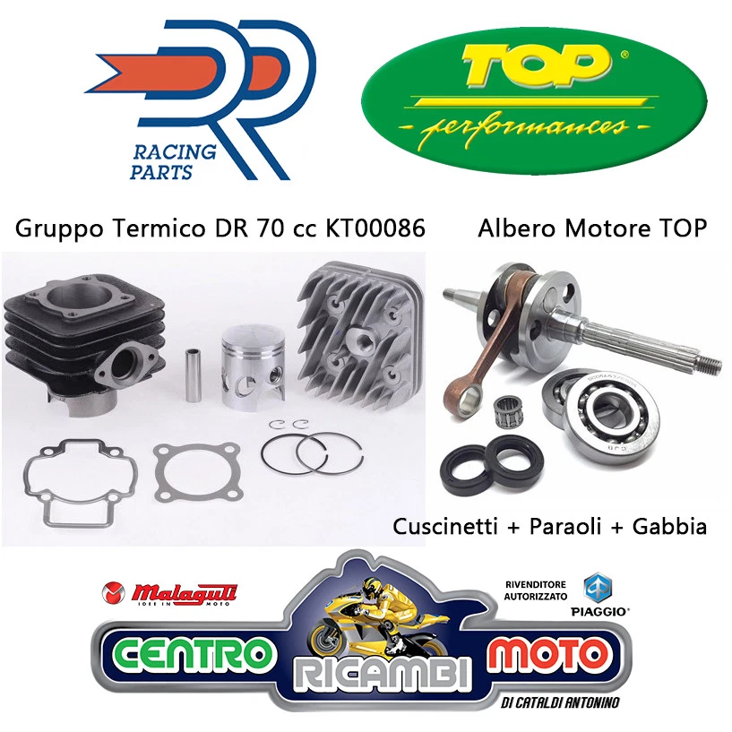 Gruppo Termico Maggiorato DR e Albero Motore D.48 70 cc Piaggio Typhoon 50 2T