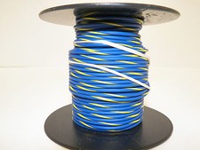 100 FOOT SPOOL 18 GAUGE GXL HI TEMP WIRE BLUE/YELLOW  STRIPE AUTOMOTIVE  FEET