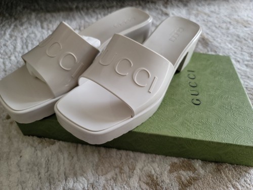 Gucci Women's White Rubber Slide Sandals, Size 39 | eBay