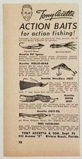 1958 Print Ad Tony Accetta Fishing Lures Hollo-Head, Jigit, Riviera Beach,FL