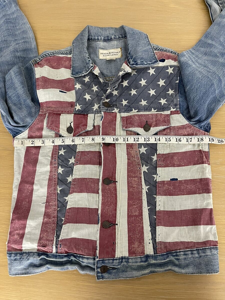 Ralph Lauren Denim Supply Small USA Flag Jacket Trucker RRL Ralph Lauren Denim Supply Small USA Flag Jacket Trucker RRL