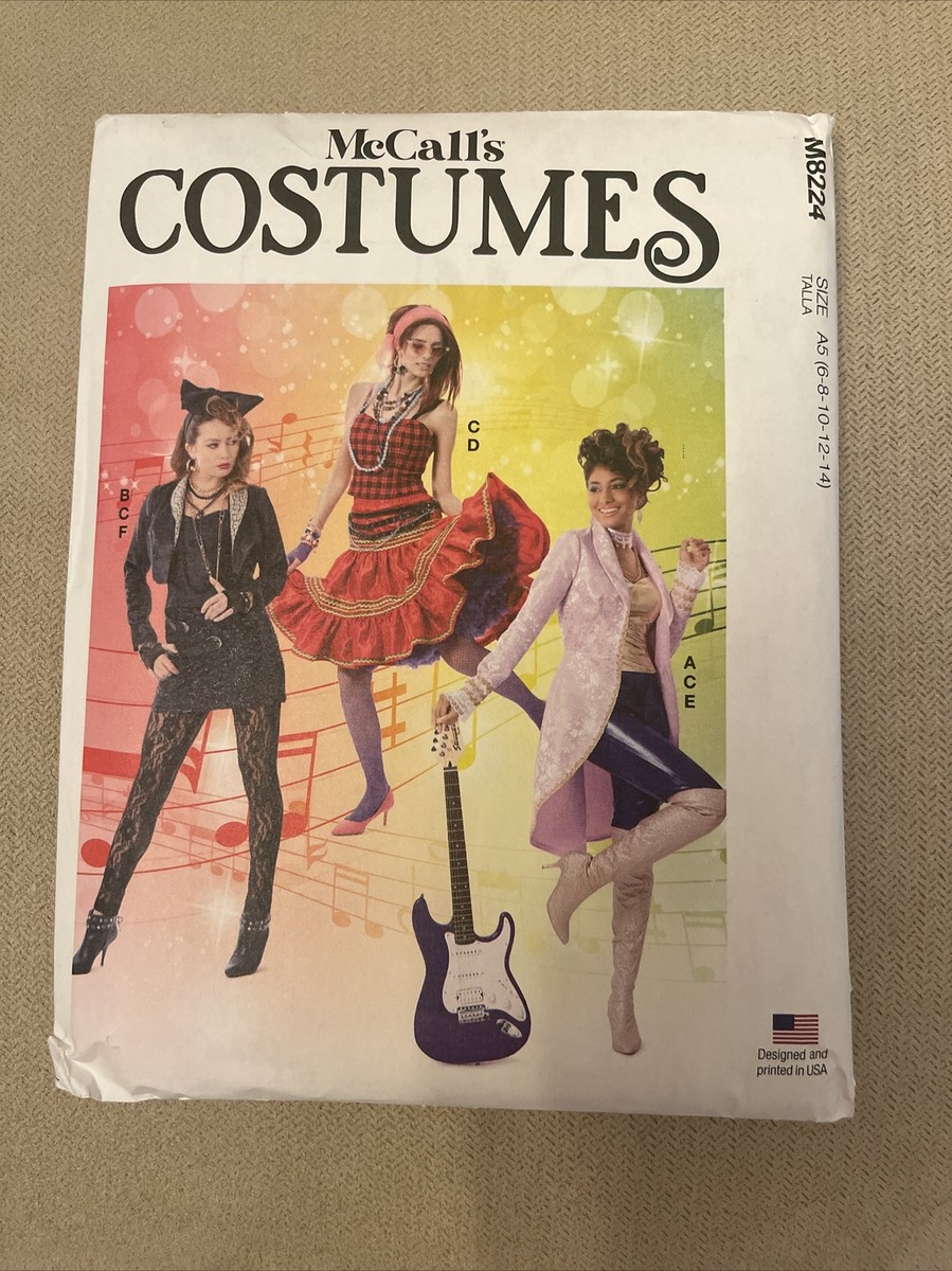 McCalls Costumes M8224 Pattern 80s Rocker Size 6 8 10 12 14 Misses