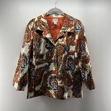 Chicos Jacket Blazer Womens 2 US Medium Multicolor Paisley 3/4 Sleeve Buttton