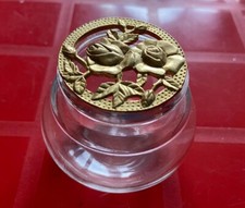 Decorative Glass Trinket Jar With Gold Coloured Rose Lid - Removable