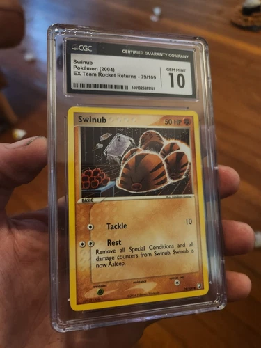 (POP 22) CGC 10 GEM MINT Swinub 79/109 EX Team Rocket Returns 2004 Pokemon Card