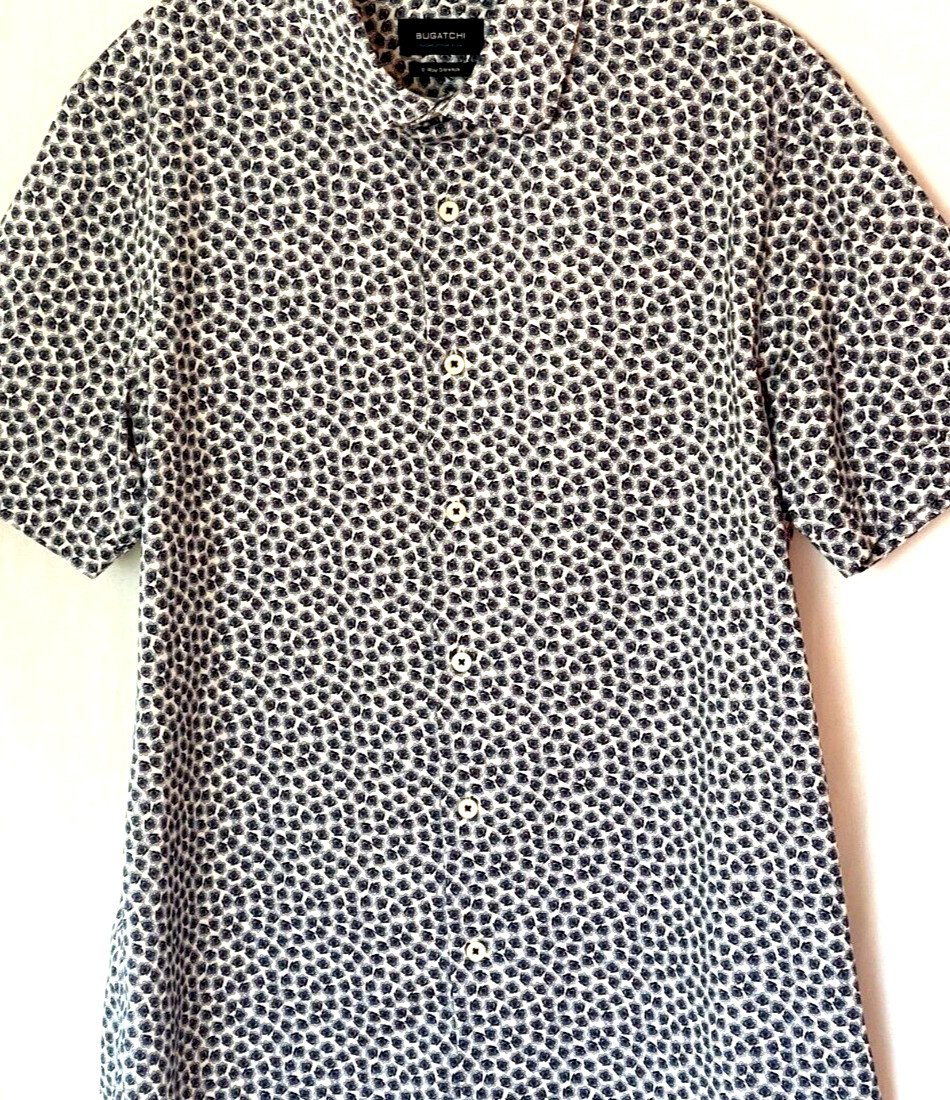BUGATCHI Men's Short Sleeve Shirt 8 Way Stretch Cotton Tech SZ M image 2