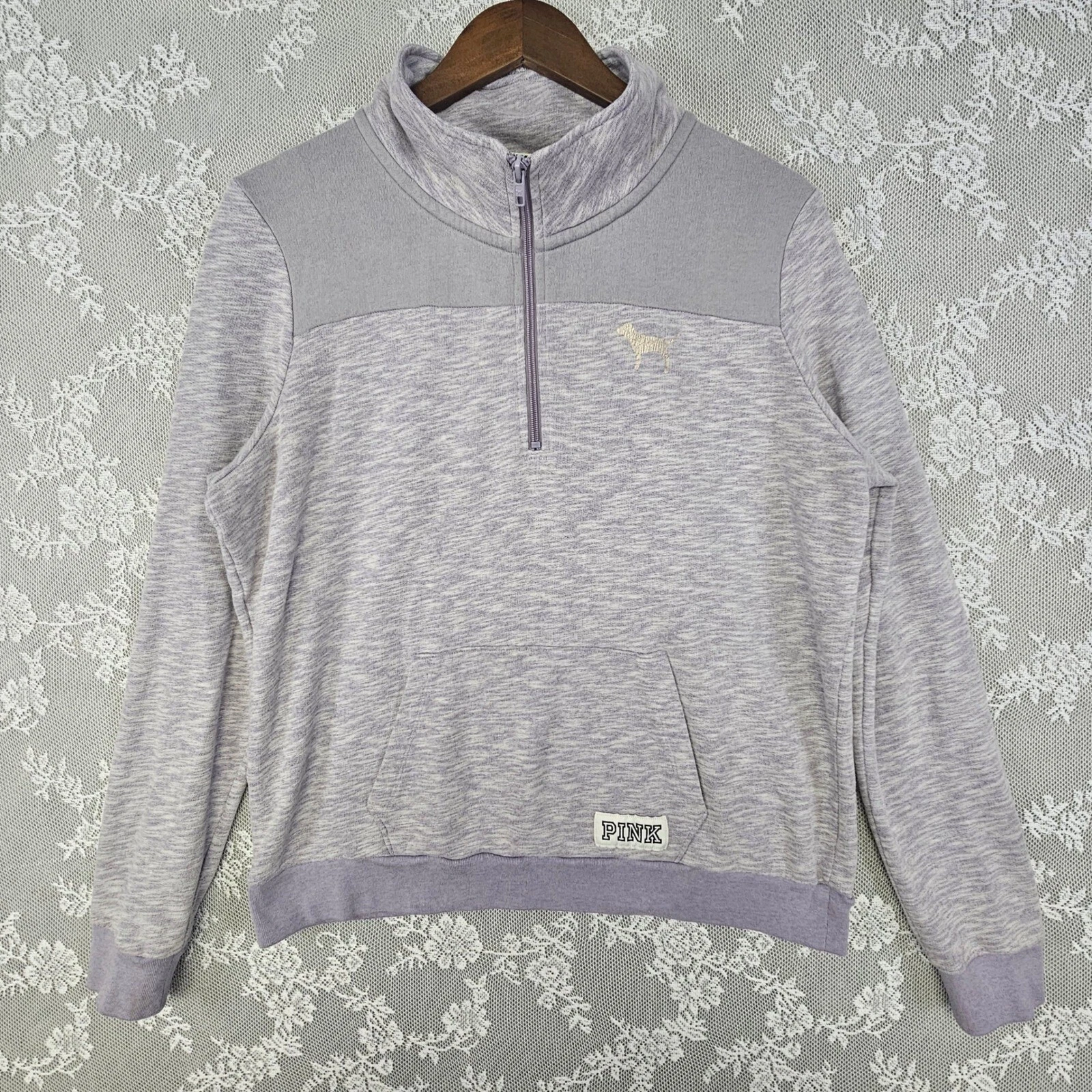 victoria-secret-vs quarter zip love pink athleisure sweatshirt