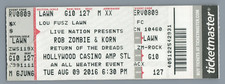 Rob Zombie & Korn Concert Return of the Dreads Full Ticket Stub Aug 9, 2016 Holl