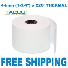  12 44mm 1-3/4" x 220' THERMAL CASH REGISTER PAPER ROLLS FAST FREE SHIPPING 