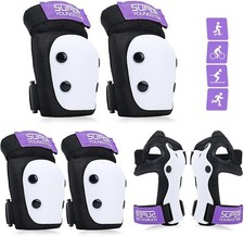 6PCS Purple Knee Pads Elbow Wrist Guards Protective Gear Set For Age 3-8 Kids