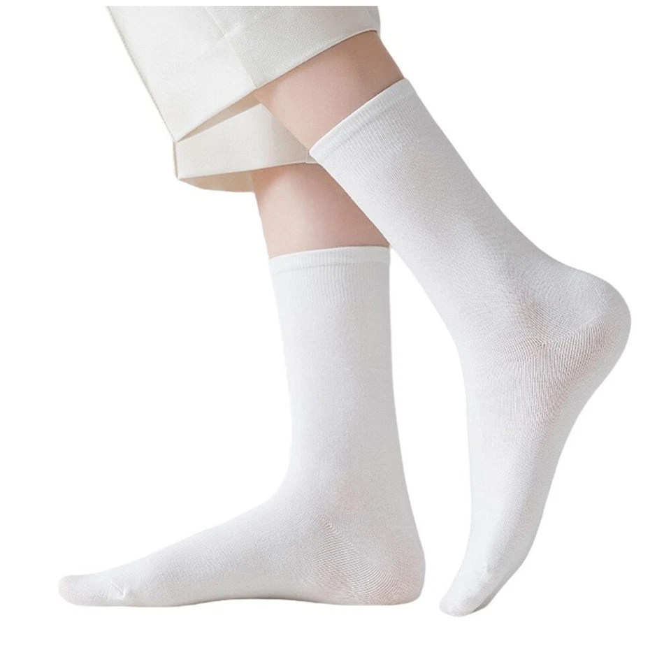 5 pares de calcetines deportivos elásticos de media pantorrilla elásticos de algodón liso para mujer Foto 3 de 4