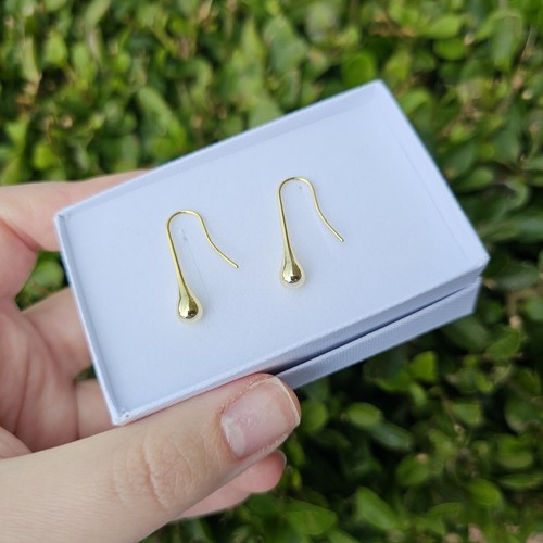 9ct Yellow Gold Teardrop Dangly Threader Drop Earrings 2.6cm