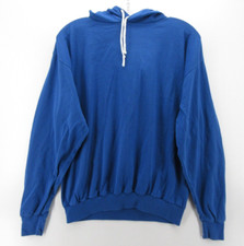 VINTAGE Sportswear Hoodie Men Large Blue Sweatshirt 70s Pullover Blank Knit