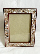 Egyptian Wood Mother of Pearl Paua Inlaid Handmade Picture Frame 8"X 6.25" #1572