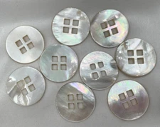 LOT OF 9 ANTIQUE VICTORIAN BUTTONS carved SQUARE HOLE GENUINE SHELL MOTHER PEARL