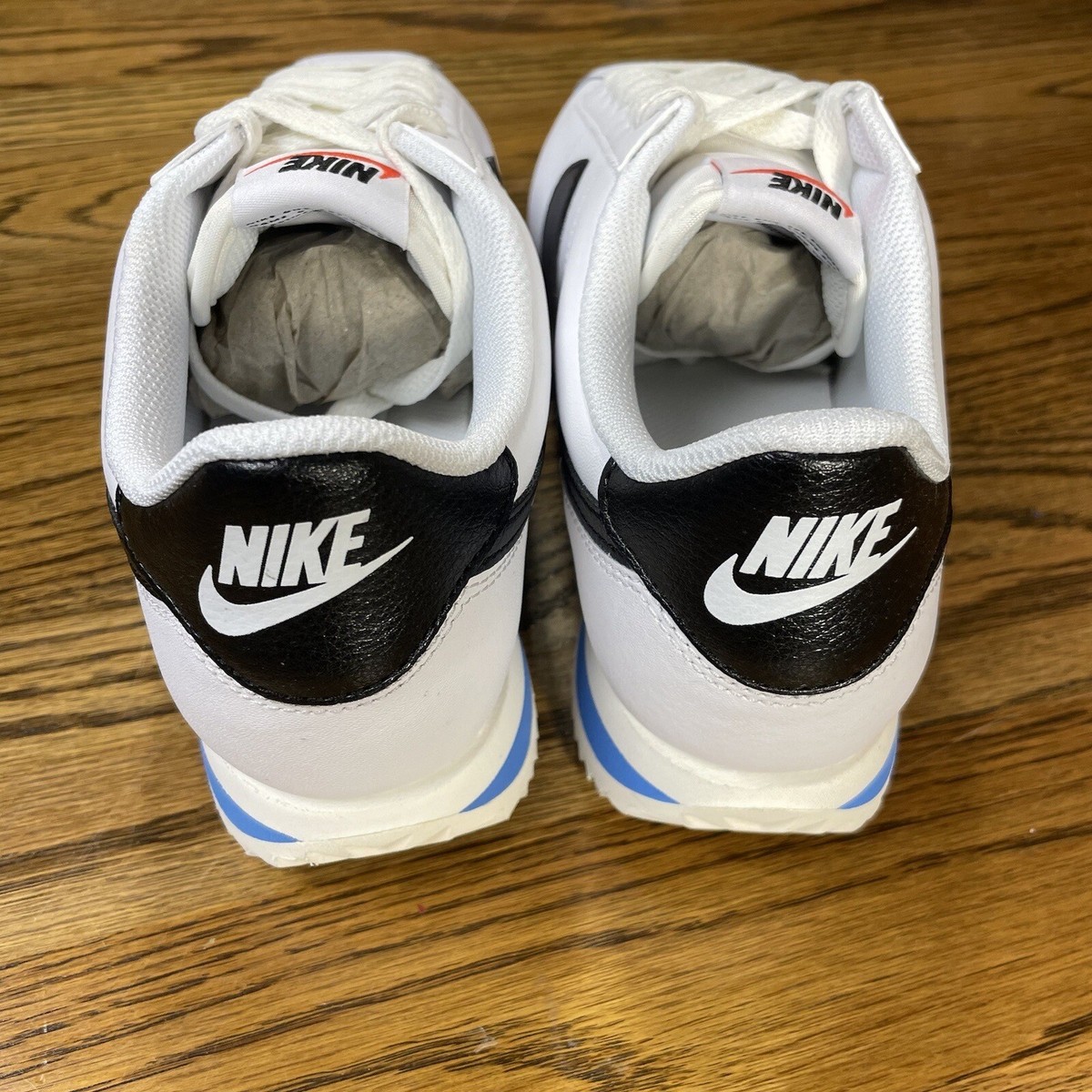Size 9.5 - Nike Cortez White Black Blue W for sale online | eBay