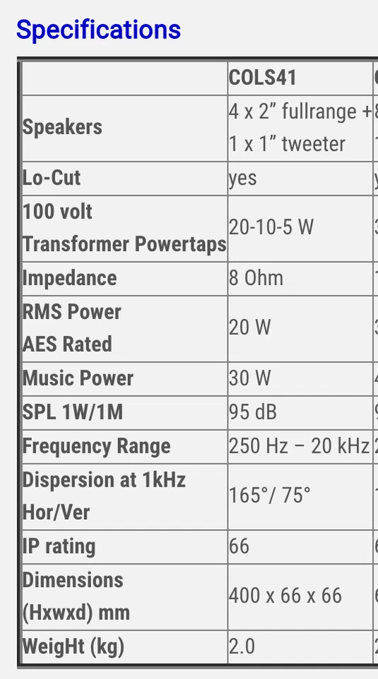 1X Aparte Column/Panaray Speakers COLS41 - image 4 of 4