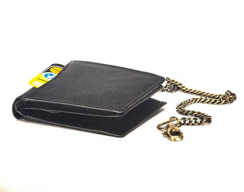 Herren Leder Ketten Geldbörse Qualität RFID Schutz Geldbörse Kreditkartenetui - Bild 14 von 23