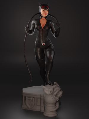 Catwoman, DC-Comics, sexy Pin-Up Statue, 3D Druck Figur, UNBEMALT