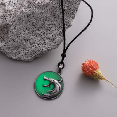 Witcher Collana Geralt Lupo Bianco Medaglione, Witcher Ciondolo Geralt In Acciaio Inossidabile Collana Catena Ottimo Regalo Da Uomo Witcher Necklace - Foto 2